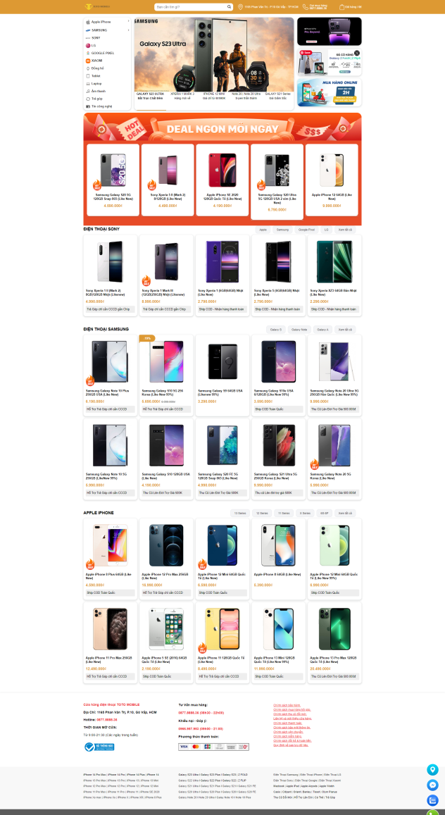 Mẫu web bán điện thoại wordpress chuẩn SEO
